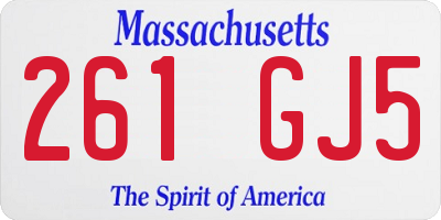 MA license plate 261GJ5