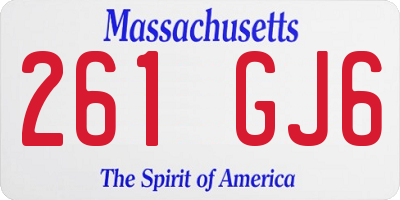 MA license plate 261GJ6