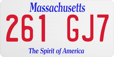 MA license plate 261GJ7