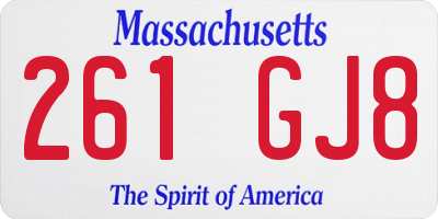 MA license plate 261GJ8