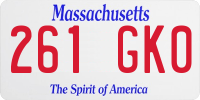 MA license plate 261GK0