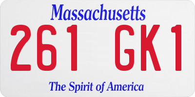 MA license plate 261GK1
