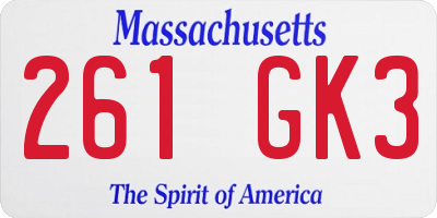 MA license plate 261GK3