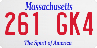 MA license plate 261GK4