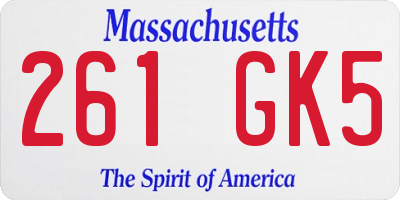 MA license plate 261GK5
