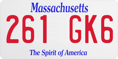 MA license plate 261GK6