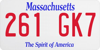 MA license plate 261GK7