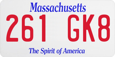 MA license plate 261GK8