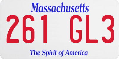MA license plate 261GL3