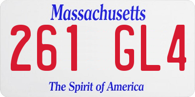 MA license plate 261GL4