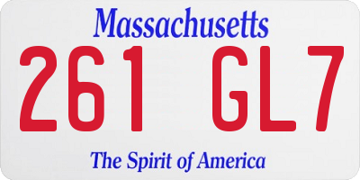 MA license plate 261GL7