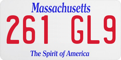 MA license plate 261GL9