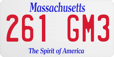 MA license plate 261GM3