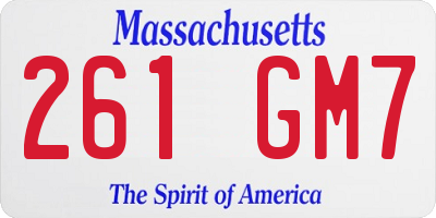 MA license plate 261GM7