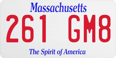MA license plate 261GM8