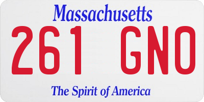 MA license plate 261GN0