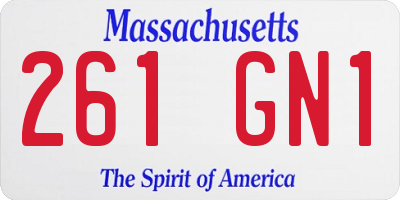 MA license plate 261GN1