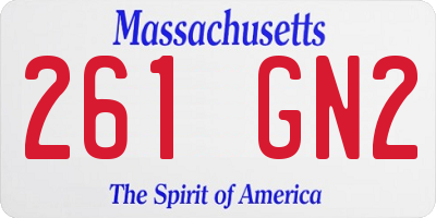 MA license plate 261GN2