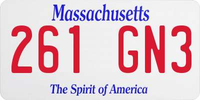 MA license plate 261GN3