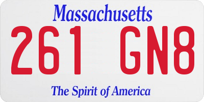 MA license plate 261GN8