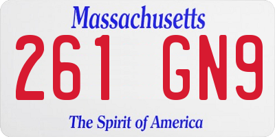 MA license plate 261GN9