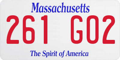 MA license plate 261GO2