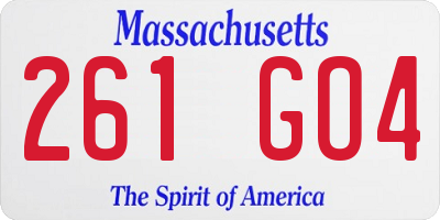 MA license plate 261GO4