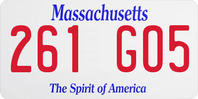 MA license plate 261GO5