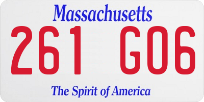 MA license plate 261GO6