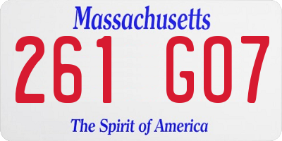 MA license plate 261GO7