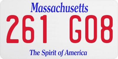 MA license plate 261GO8