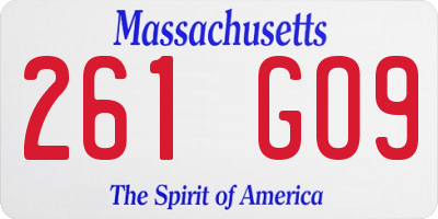MA license plate 261GO9