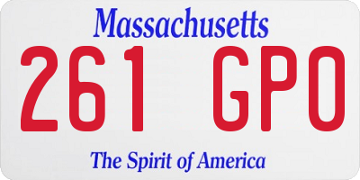 MA license plate 261GP0