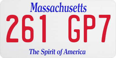 MA license plate 261GP7