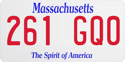 MA license plate 261GQ0