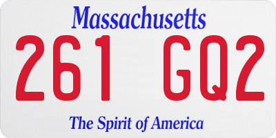MA license plate 261GQ2
