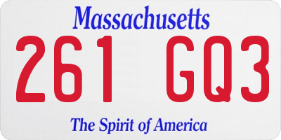 MA license plate 261GQ3