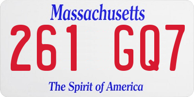 MA license plate 261GQ7