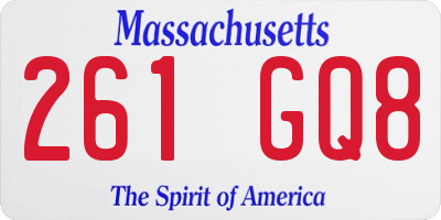 MA license plate 261GQ8