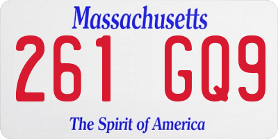 MA license plate 261GQ9