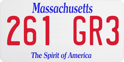 MA license plate 261GR3