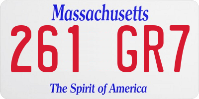 MA license plate 261GR7
