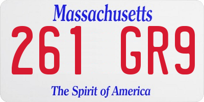 MA license plate 261GR9
