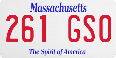 MA license plate 261GS0