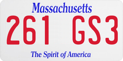 MA license plate 261GS3