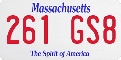 MA license plate 261GS8