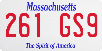 MA license plate 261GS9