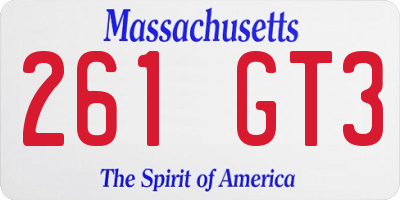 MA license plate 261GT3
