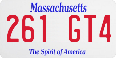 MA license plate 261GT4