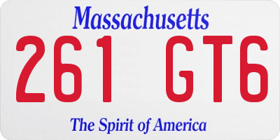 MA license plate 261GT6